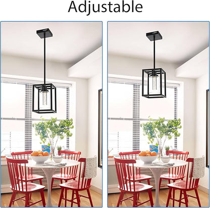 MELUCEE Black Pendant Lights Kitchen Island 1-Light, 5 Color Dimmable Led Pendant Light Ceiling Hanging Over Sink with Crystal Bubble Glass, Modern Integrated LED Hanging Light Dining Room Lighting