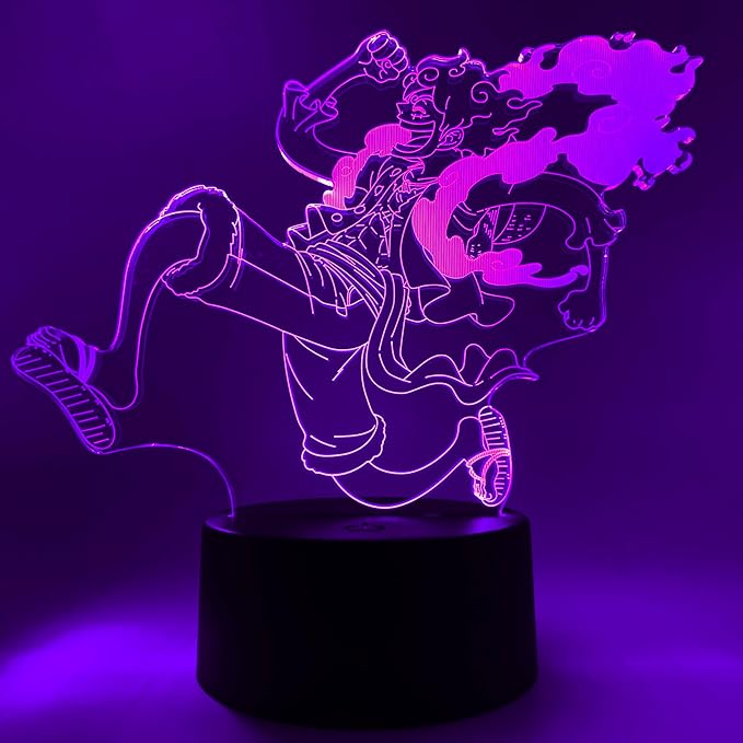 Otaku Lamps Luffy GEAR5 Moon One Piece – Anime Lamp Figure Night Light, 16 Color RGB LED – 3D Anime Room Décor Gift for Otaku