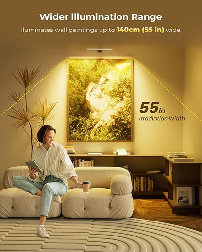 Picture Light for Wall Rechargeable Art Light with Remote, 3 Colors & 5 Brightness Levels, 12000mAh Battery Operated Lights for Pictures, Gallery, Bedroom, Hallway, Frame, Living Room (Black,1 Pack)