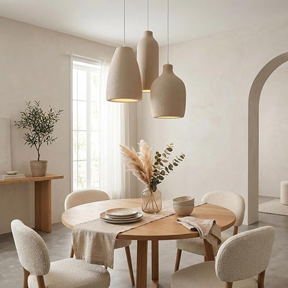 JAYMP Wabi Sabi Pendant Light for Dining Room Kitchen Island Light Hallway Restaurant Hanging Lamp E26 Base Japanese Style Wine Bottle Shape Lighting Fixture, 1 Pack (Light Brown,A Shape, D35×H51cm)