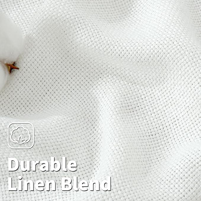 BGment White Sheer Linen Curtains for Living Room - 72 Inch Long Burlap Textured Light Filtering Window Treatments Grommet Drapes for Farmhouse, 2 Panels, 52 x 72 Inch