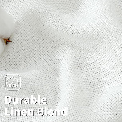 BGment White Sheer Linen Curtains for Living Room - 72 Inch Long Burlap Textured Light Filtering Window Treatments Grommet Drapes for Farmhouse, 2 Panels, 52 x 72 Inch