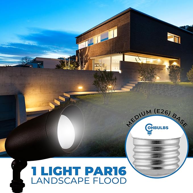 1-Light Landscape Flood Light Fixtures - 50W Halogen Light Fixture - Outdoor Light Fixture - Ceiling Mount - Dark Bronze Finish; OL-77910