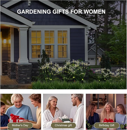 Solar Garden Lights Outdoor: Waterproof 2-Pack DIY Decorative Firework Lights with 2 Modes for Yard Patio Pathway Outside Fairy Decor - Gifts for Women Mom Mothers Day Warm White