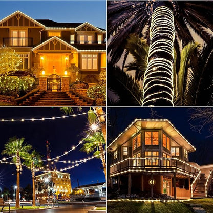 WIND STAR Solar Rope Lights Outdoor, 72FT 200 LED Solar Powered Tube String Lights Decorative with Remote, 8 Modes IP67 Waterproof, for Yard Garden Fence Party Camping Wedding, Warm White