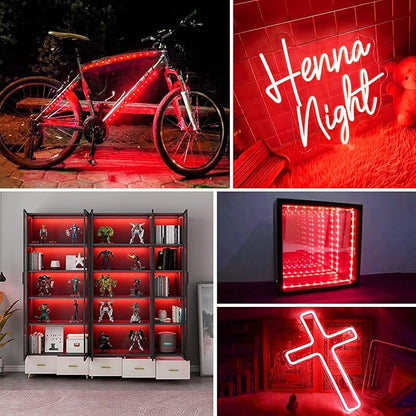 echosari Strip Lights USB, 9.8Ft 180 LED Strip Lights Cuttable 2835 SMD Super Bright with Self-Adhesive DIY for Cabinet Photo Frames Desks Monitor Shelves Decor (Red)