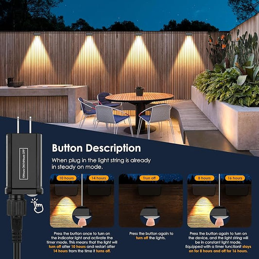 Outdoor Fence Lights, 10 Pack Deck Lights, Waterproof Stairs Light with Bright Lens LED, Warm Yellow, Security Wall Lamps for Patio, Backyard, Deck, Fence, Railing