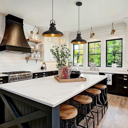 Black Farmhouse Pendant Light,Blacks Pendant Lighting for Kitchen Island,Matte Black Hanging Lighting Fixture Over Sink for Dinning Room Bedroom Hallway,3 Packs