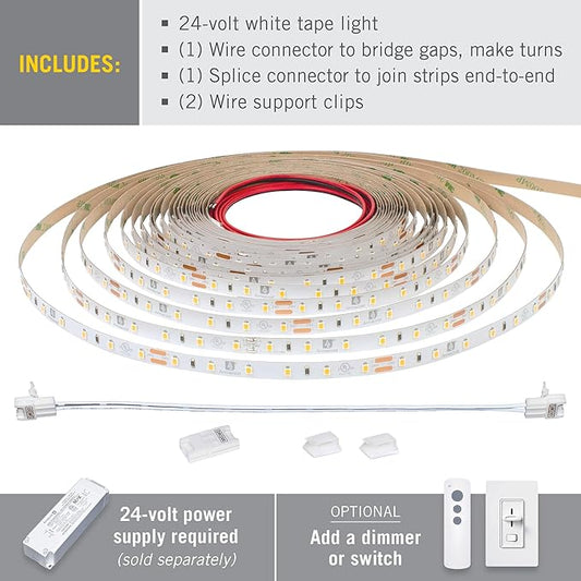 Armacost Lighting RibbonFlex Pro 24V White LED Strip Lights 60 LED/m, 4000K, 65.6 ft 155260