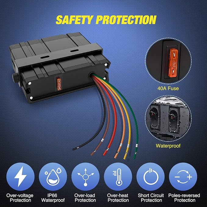 Nilight 4 Gang Rocker Switch Box SPST Toggle Panel 12V 24V 20A 40Amp Max for Automotive Cars Vehicles Boats RVs Campers SUVs
