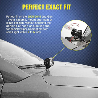 Nilight Ditch Light Brackets Auxiliary Offroad Work LED Pod A-Pillar Hood Mounts on 2nd Gen Tacoma 2005 2006 2007 2008 2009 2010 2011 2012 2013 2014 2015