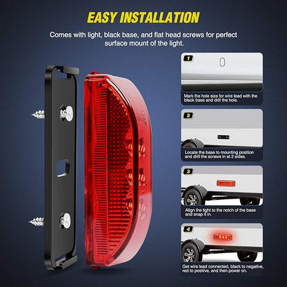 Nilight 10Pcs 3 Led Trailer Light 3.9 Inch Front Rear Side Marker Lights Clearance Indicator Waterproof Sealed Surface Mounted Marker Light for RV Truck Trailer UTE UTV 12V
