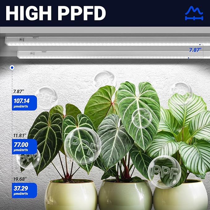 Barrina T5 Grow Lights, 5000K White Full Spectrum LED Grow Light, 2ft 80W (8 x 10W) Plant Grow Lights for Indoor Plants, Plug and Play, 8-Pack