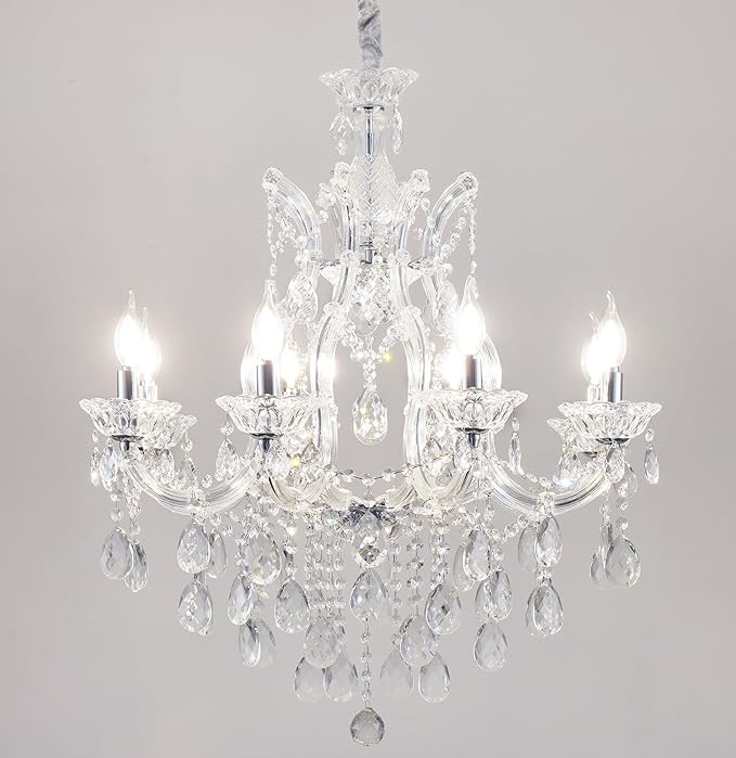Modern Transparent Crystal Chandelier Light Fixture 6-Light，Luxurious Crystal Chandeliers Lighting for Living Room, Kitchen Island, Dinning Room, Bedroom (6 Lights)