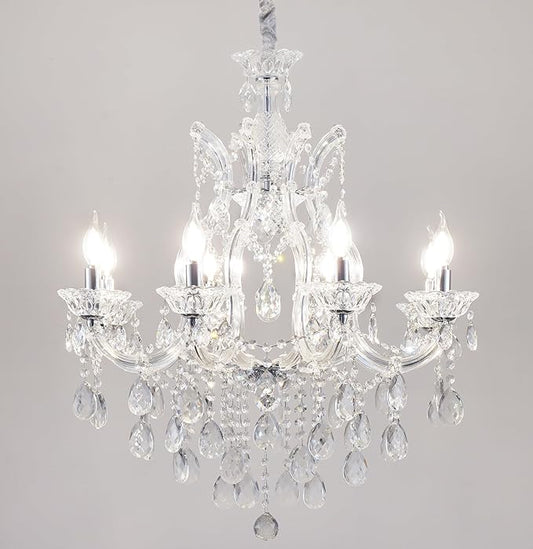 Modern Transparent Crystal Chandelier Light Fixture 6-Light，Luxurious Crystal Chandeliers Lighting for Living Room, Kitchen Island, Dinning Room, Bedroom (6 Lights)