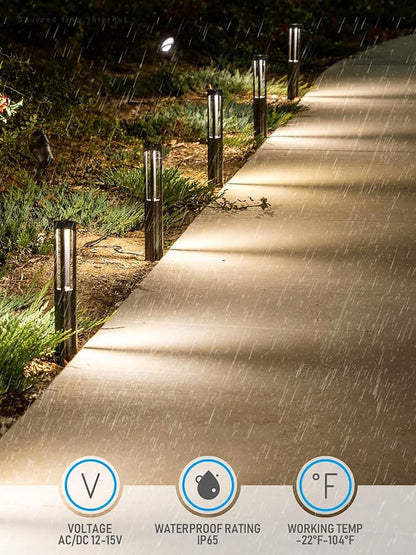 LEONLITE 10-Pack Low Voltage Path Lights, 3W LED Landscape Pathway Lights, Outdoor Landscape Lighting for Driveway, Garden, Aluminum, 12-24V AC/DC, ETL, IP65 Waterproof, 3000K Warm White, Black