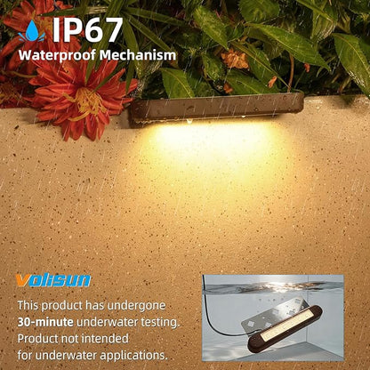 VOLISUN 7 Inch Retaining Wall Lights, IP67 Waterproof Hardscape Lighting, Cuttable Low Voltage Lighting, 12V Paver Lights, 2.8W Outdoor Step Landscape Lights, 2700K Soft White (8 Pack)