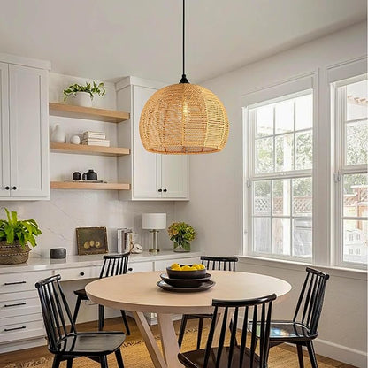Wicker Pendant Lights 12.2" Hemp Rope Woven Pendant Light Woven Light Fixture Boho Chandelier Light Fixture Boho Chandelier Fixture Wicker Chandelier for Dining Room Kitchen Island