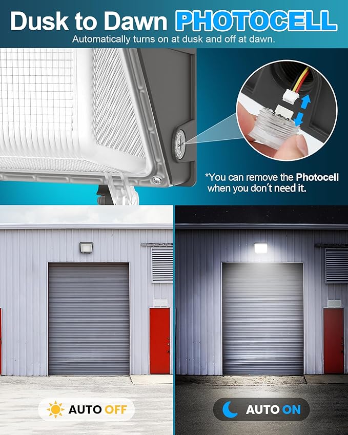 AKK 4 Pack 80W 60W 40W LED Wall Pack Light with Photocell, 12000LM 150LM/W, 3 Wattage & 3 CCT Selectable (4000K/5000K/5700K), 100-277V IP65 for Parking Lots, Warehouse, Security Lighting | ETL Listed