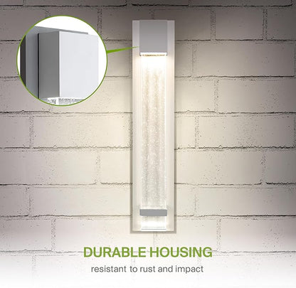 ASD LED 24" Bubble Glass Wall Light Fixture, Outdoor & Indoor Seeded Sconce | 3CCT, Waterproof, Dimmable, ETL Listed | 20W 600LM 3000-5000K 100-277V | Exterior Lantern, Porch Lighting | White, 4 Pack