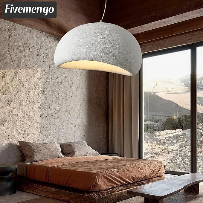 27.6in Wabi Sabi Pendant Light, Kitchen Island Lighting Fixture Ceiling Mount Japanese Lamp Japandi Chandelier for Dining Living Room Hallway Bedroom Restaurant Hanging Lamp, White 1 Pack