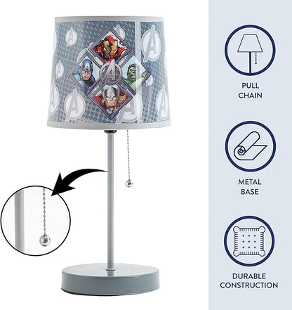 Avengers Stick Table Kids Lamp with Pull Chain, Themed Printed Decorative Shade,Metal