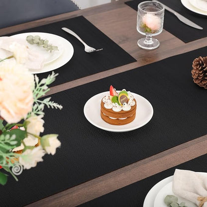 Myir JUN Table Runner, Vinyl Table Runner Indoor Arbitrarily Cropped Runner for Table Heatproof for Home Party (Black, 12 x 94 inch)