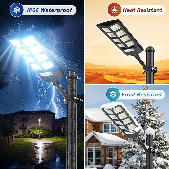 WYWNA Solar Lights Outdoor, 6000K LED Solar Lights Outdoor Waterproof, Solar Flood Lights Outdoor with Motion Sensor and Remote Control, Solar Street Light Dusk to Dawn 2-Pack