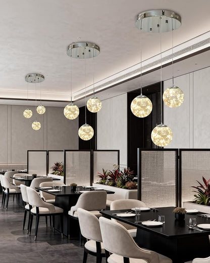 Pendant Lights Modern Crystal Chandeliers Hanging Light Fixture for Kitchen Island Sphere Pendant Light,Adjustable Chandelier for Dining Room,Foyer,Living Room Entryway