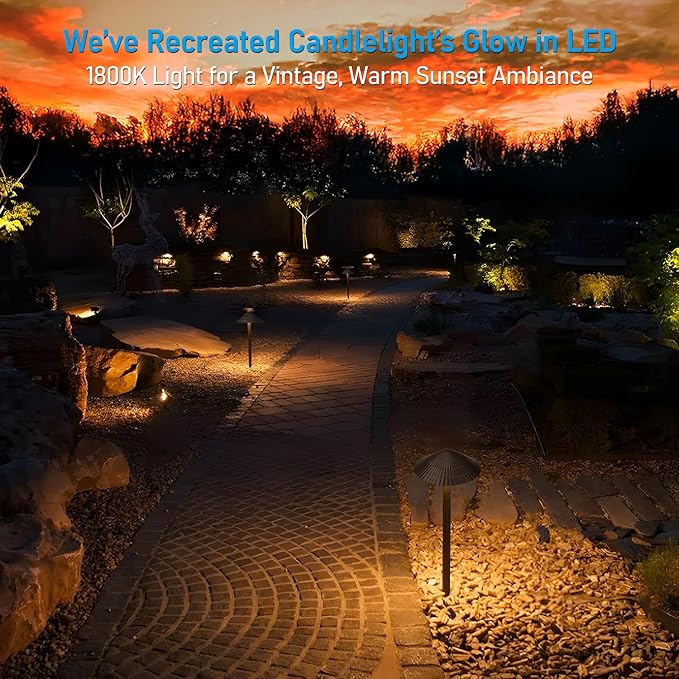 LEONLITE 5CCT LED Low Voltage Landscape Lights, 3W Cast-Aluminum 12-24V Pathway Lights, 1800K-5000K IP65 Path Lights, ETL Listed Landscape Lighting Wired for Yard Lawn, Oil Rubbed Bronze, Pack of 4