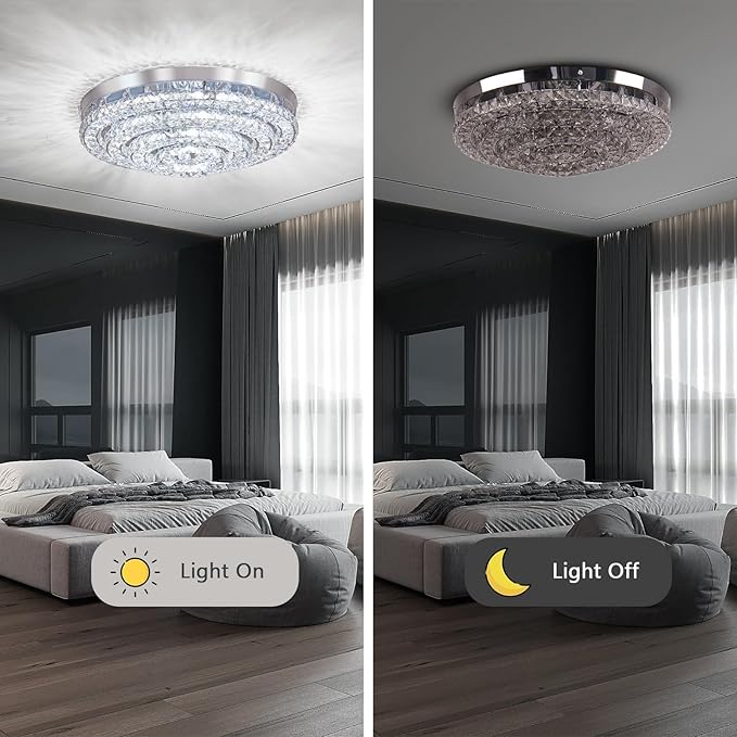 Modern LED Chandelier Flush Mount Four Rings Ceiling Lamp Round Ceiling Lihgt Fixture for Bedroom Living Room Dining Room (4000K, Cool White)