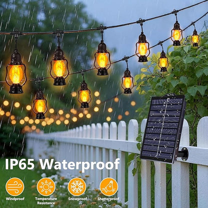 Zeiliuled Solar Flame String Lights, 21FT Solar String Lights Outdoor Waterproof with 10 Flickering Flame Bulb,Shatterproof Solar Power Patio Lights with for Yard Bistro Porch Garden Camping Decor