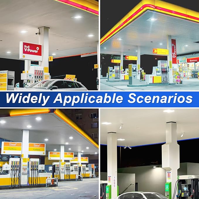 150W LED Canopy Light, 21000LM 5700K, Surface Mount LED Gas Station Ceiling Light, IP65 Outdoor Rated [600W HID/HPS Equiv.], High Bay Parking Garage Lighting, AC 90-277V, UL Listed (8 Pack)
