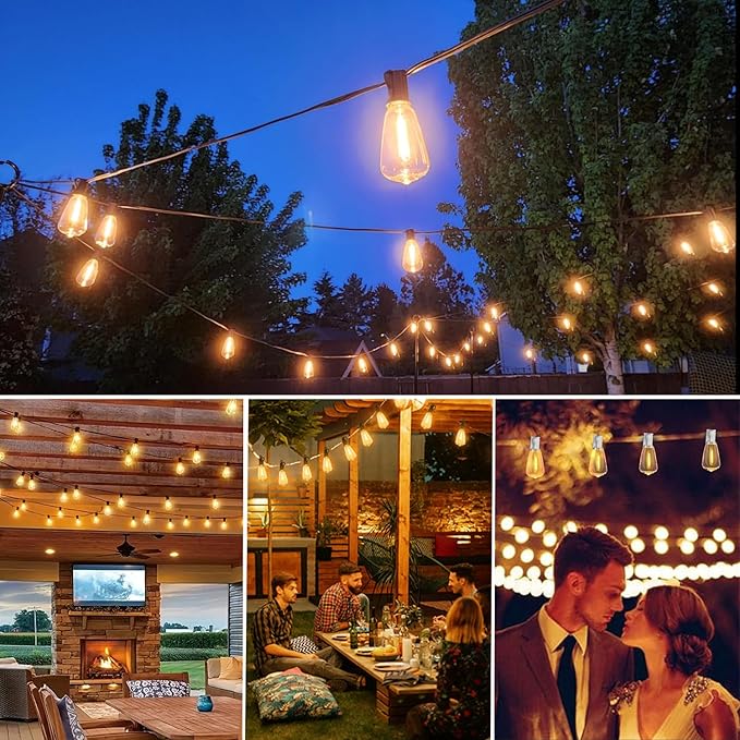 ST38 Replacement LED Light Bulbs, Shatterproof & Waterproof 0.6W ST38 LED Bulbs, Outdoor String Lights, E12 Base Patio Edison LED Light Bulbs, Warm White 2200K Plastic 40LM Non-Dimmable 25 Pack