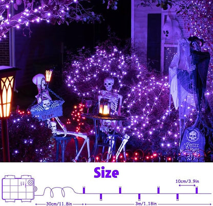 cshare String Lights Outdoor Waterproof 9.8ft 30 LED, Purple Fairy Lights Battery Operated with Timer Clear Wire for Indoor & Outdoor Christmas Halloween Decorations Garland Party Garden