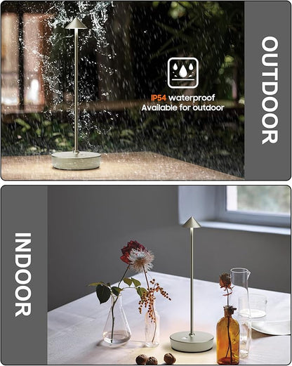 Cordless Table Lamps Rechargeable, 6000mAh Battery Operated LED Desk Lamp Outdoor Waterproof Portable Touch Dimmable Table Night Light for Patio Restaurant Dining Home Silver