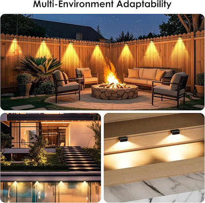 Outdoor Fence Lights, 10 Pack Deck Lights, Waterproof Stairs Light with Bright Lens LED, Warm Yellow, Security Wall Lamps for Patio, Backyard, Deck, Fence, Railing