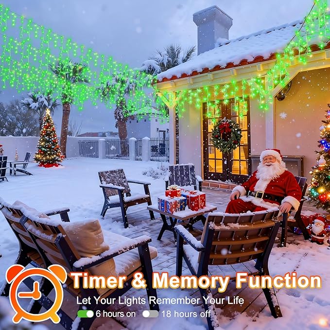 KNONEW Christmas Lights Outdoor Decorations 400 LED 33ft 8 Modes Curtain Fairy String Light with 75 Drops, Clear Wire LED String Light Indoor Decor for Wedding