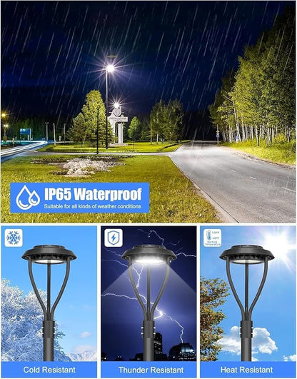 KUKUPPO 80W LED Post Top Light 11200Lm Adjustable CCT 3000K/4000K/5000K, Adjustable Wattage 80W/64W/48W Outdoor Pole Light Fixture with Photocell IP65 Waterproof AC100-277V, ETL Listed