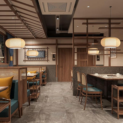 Bamboo Pendant Light Dining room light japanese Light fixture Country style Ceiling Hanging Light Beige Boho Antique Lantern Applicable for Kitchen Island Teahouse Living Room bedroom Restaurant