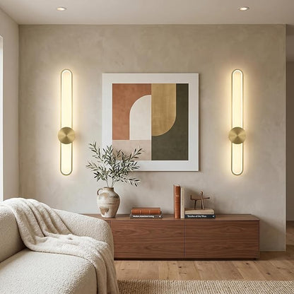 JAYMP Modern Wall Sconce 4000K Dimmable LED Wall Light Fixture, Hardwired Wall Lamp for Living Room, Dining Room, Bedroom, Hallway, Lobby, Entryway, 1 Pack (Brushed Gold, H90cm/35.4inch)