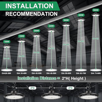 UFO LED High Bay Light 240W 5000K 0-10V Dimmable 36000LM High Bay LED Shop Lights 240w with US Plug IP65 ETL Listed 1000W HID/HPS Replacement UFO Lights for Shop Warehouse Garage Gym 4 Pack