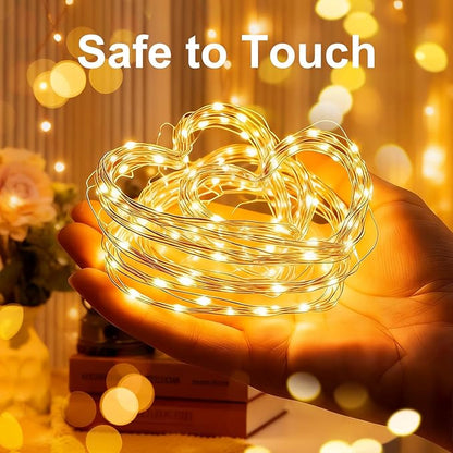 2Pack USB Plug in Fairy String Lights,16ft 50 LED Copper with Remote and Timer, 8 Modes Waterproof Twinkle String Lights Battery Powered for Bedroom Indoor Party Wedding Christmas Decoration