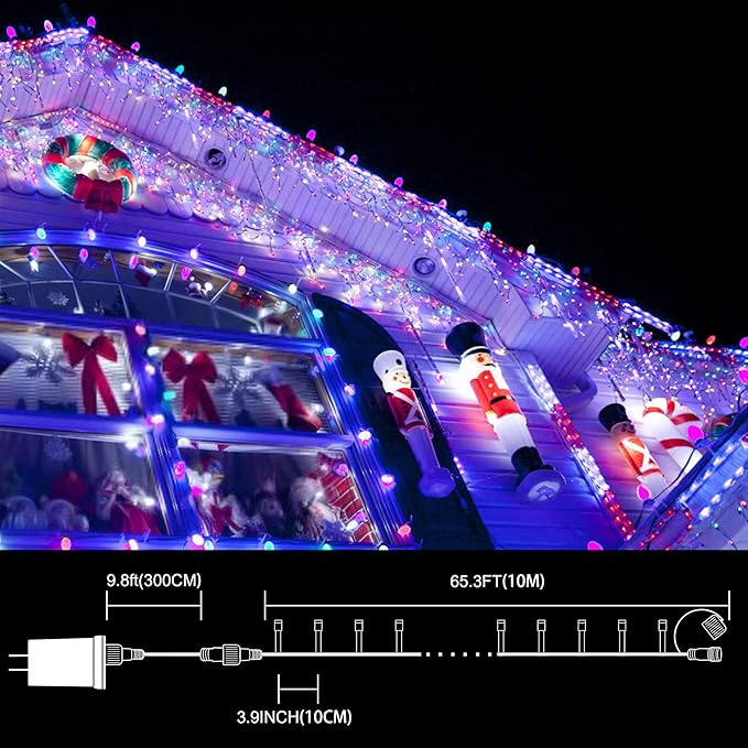 LAMPHOME 33ft Red White Blue String Lights, 100LED 4th of July Patriotic Fairy Lights Plug in,16 Lighting Modes with timer Starry Lights for Outdoor Tree Independence Day Memorial Day tree Party Decor