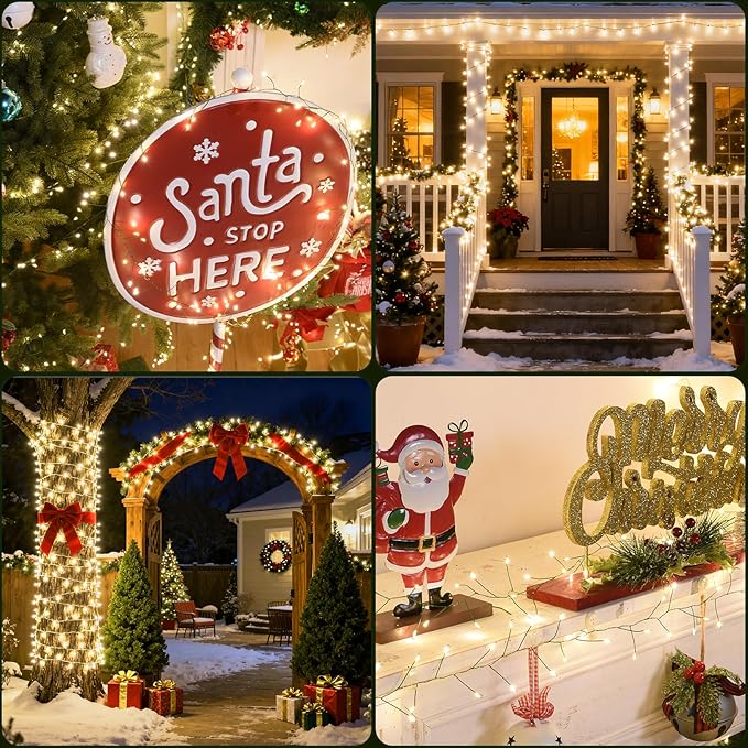 Fairy Lights Plug in 65Ft 1000LED Warm Christmas Garland Lights with Timer Remote Waterproof Firecracker Twinkle Cluster String Light for Bedroom Wreath Party Wreath Tree Decor Green Wire