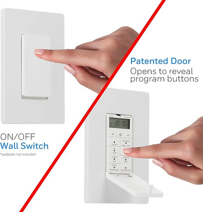 UltraPro Daysmart 7-Day Digital In-Wall Ⲧimer, Presets/Countdown Timer, Programmable Settings, Override, Sunrise/Sunset, Light Τimer for Indoor Lighting, Porch, Seasonal, Timer Switch, 2 Pack, 47940