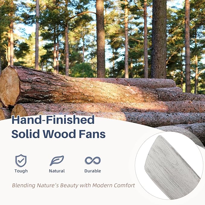 CACI Mall 52 Inch Wood Flush Mount Ceiling Fan with Lights, 3 Blades, Low Profile, Modern, 3CCT, Dimmable, Noiseless, Remote Contral, Outdoor Indoor Ceiling Fans for Bedroom/Farmhouse/Patio