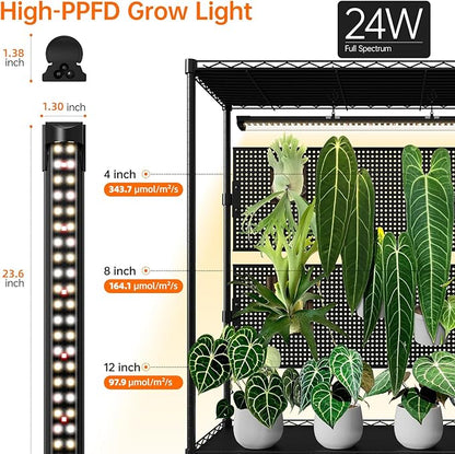 Bstrip Plant Cabinet with Pegboard, 3 Tier Plant Shelf with Grow Light, Metal Plant Stand with 4 Pack 96W Grow Lights for Indoor Plant, Foliage Plants, Seed Starting, 35.4"x13.8"x71"