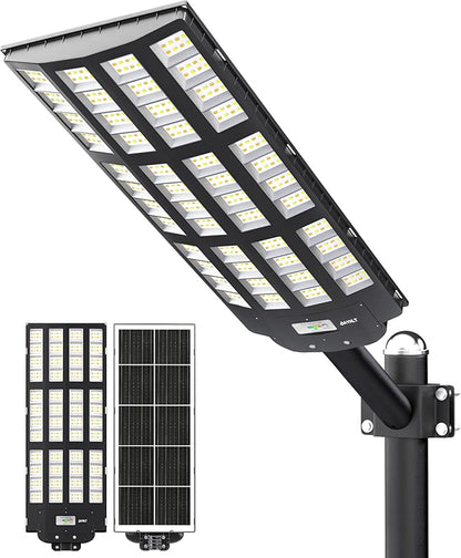 JAYNLT Y-12000W Solar Street Lights Outdoor,3000K/4000K/6500K Commercial Parking Lot Lights Dusk to Dawn,Solar Flood Lights Outdoor for Basketball Court, Yards, Driveways, Farms
