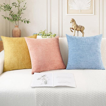 CaliTime Throw Pillow Covers Decorative 16 X 26 Inches Pack of 2 Cozy Chenille Cushion Cases for Couch Sofa Bed Living Room Home Baby Blue